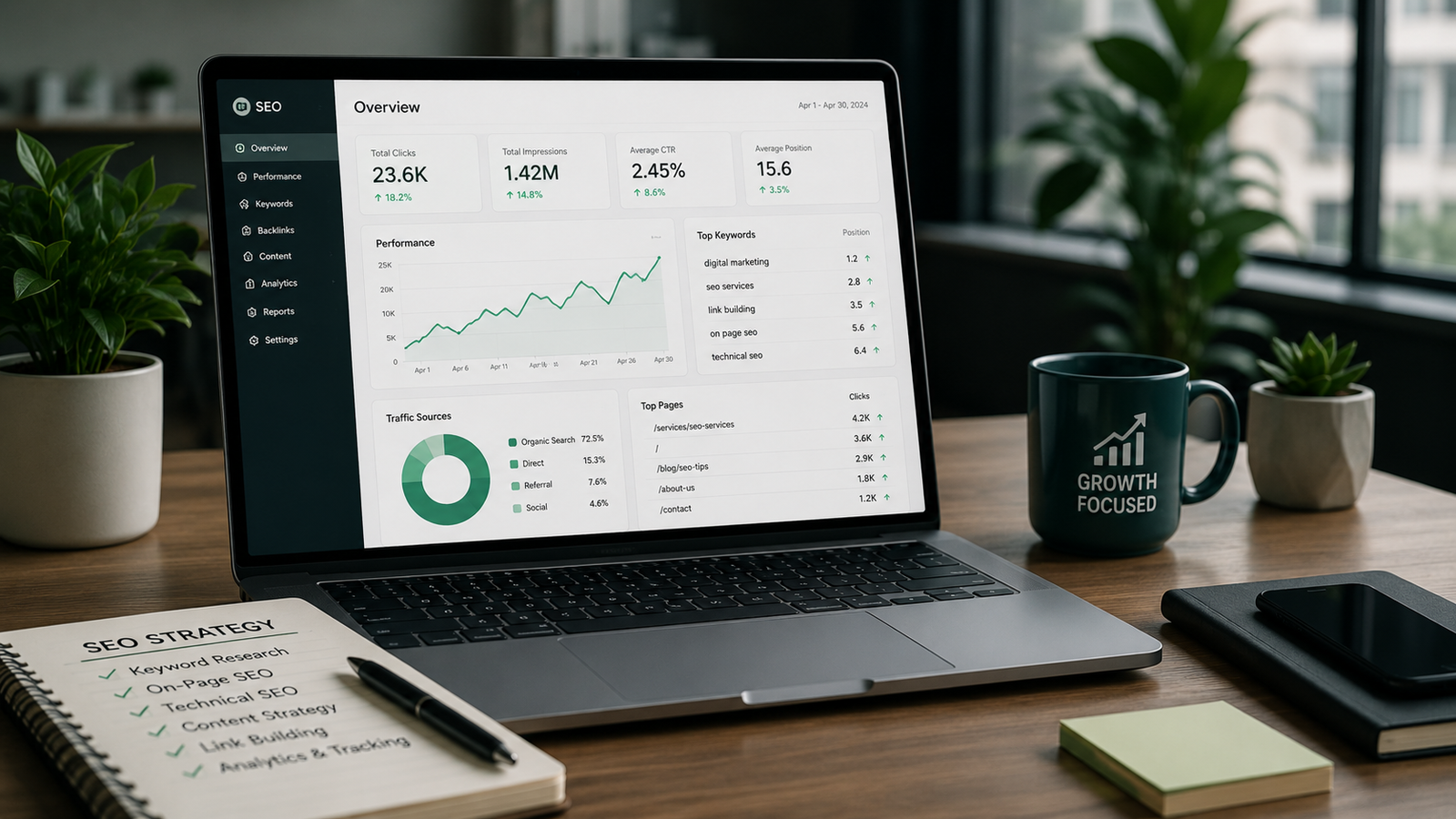 SEO and digital growth analytics dashboard