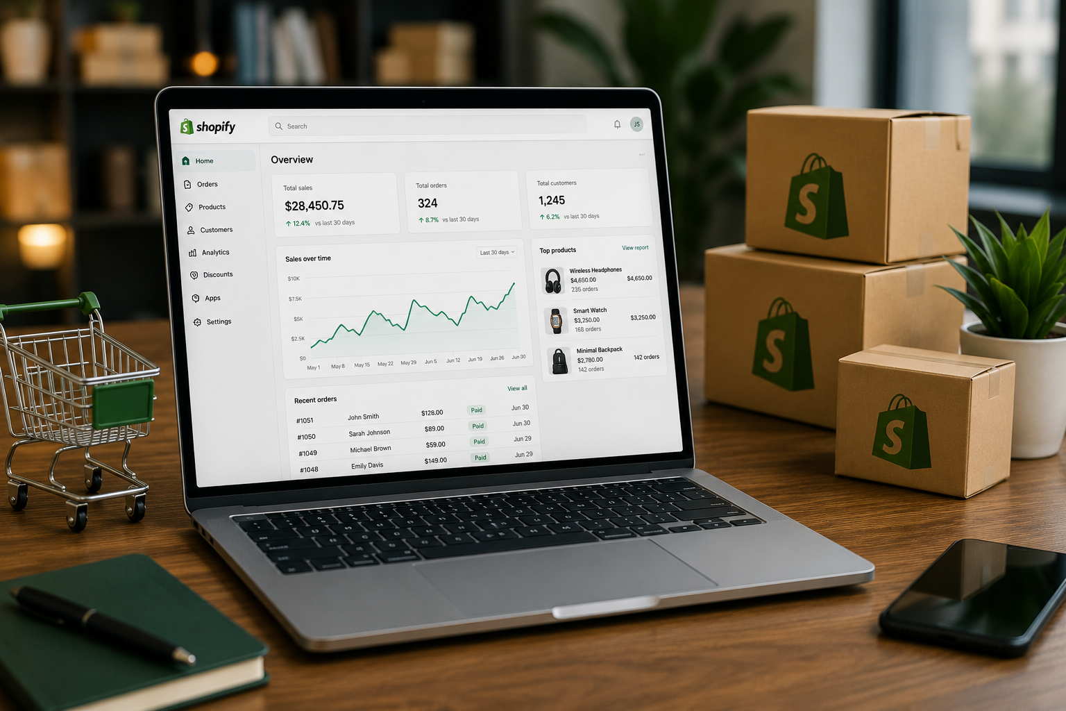 Shopify eCommerce store management dashboard